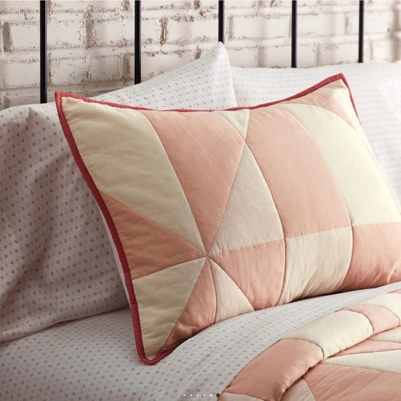 2 Hearth & Hand/Magnolia Pink & Red Quilted Standard Pillow Shams - Picture 1 of 2